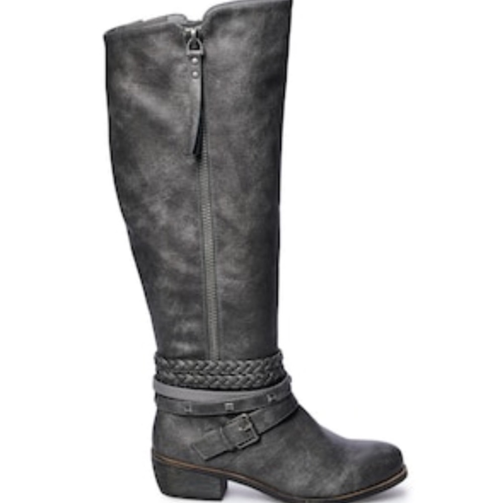 SO grey embellished knee boots